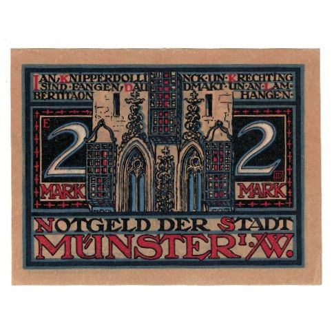 Banknote, Germany, Münster Stadt, 2 Mark, personnage 1, 1921, 1921-08-01