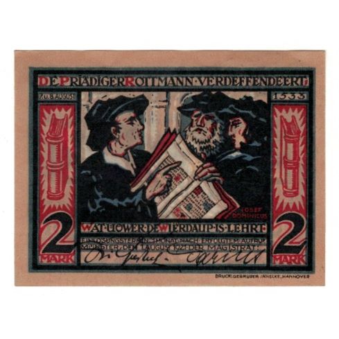 Banknote, Germany, Münster Stadt, 2 Mark, personnage 3, 1921, 1921-08-01