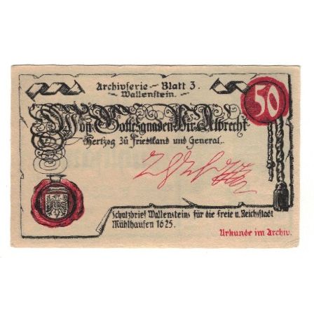 Billet, Allemagne, Mühlhausen Stadt, 50 Pfennig, Texte 4, 1921, 1921-10-31
