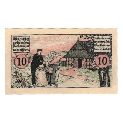 Banknote, Germany, Melle Stadt, 10 Pfennig, personnage, 1920, 1920-11-15
