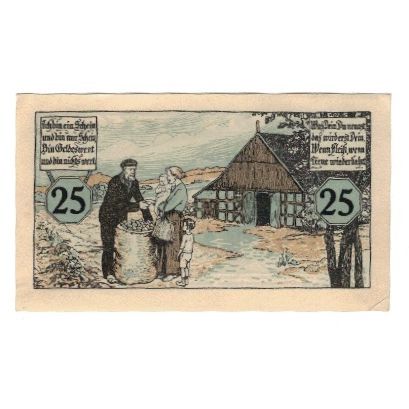 Banknote, Germany, Melle Stadt, 25 Pfennig, personnage, 1920, 1920-11-15