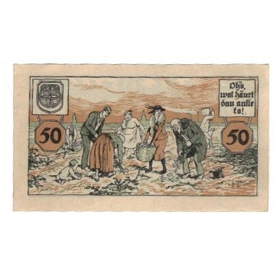 Geldschein, Deutschland, Melle Stadt, 50 Pfennig, personnage, 1920, 1920-11-15