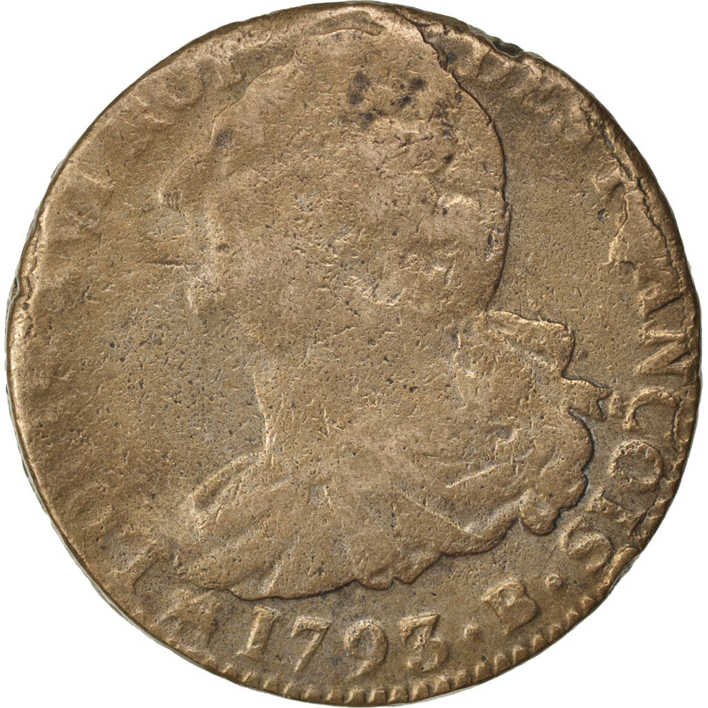 France, 2 Sols, 2 sols françois, 1793, Rouen, Bronze, TB, Gadoury:25