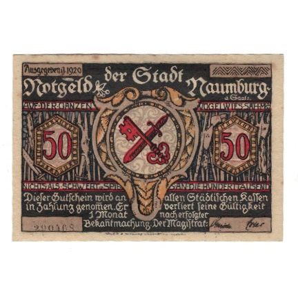 Banknote, Germany, Naumburg a.S. Stadt, 50 Pfennig, personnage 4, 1920