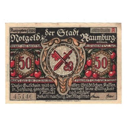 Billete, Alemania, Naumburg a.S. Stadt, 50 Pfennig, personnage, 1920, MBC+