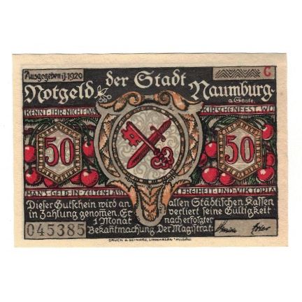 Banknote, Germany, Naumburg a.S. Stadt, 50 Pfennig, personnage 2, 1920