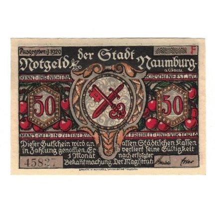 Banknote, Germany, Naumburg a.S. Stadt, 50 Pfennig, personnage 5, 1920