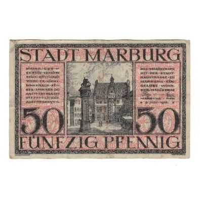 Banknote, Germany, Marburg Stadt, 50 Pfennig, cavalier, 1920, EF(40-45)