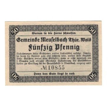 Banknote, Germany, Meuselbach Gemeinde, 50 Pfennig, Texte, 1920, 1920-10-01