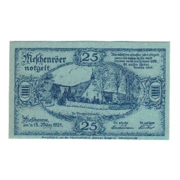 Banknote, Germany, Noschenrode Gemeinde, 25 Pfennig, Blason, 1921, AU(55-58)