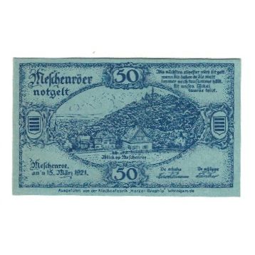 Banknote, Germany, Noschenrode Gemeinde, 50 Pfennig, Blason, 1921, AU(55-58)