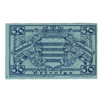 Banknote, Germany, Noschenrode Gemeinde, 50 Pfennig, Blason, 1921, AU(55-58)