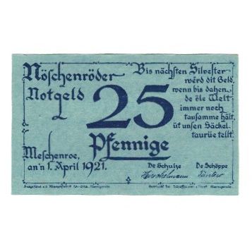 Banknote, Germany, Noschenrode Gemeinde, 25 Pfennig, personnage, 1921