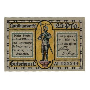 Banknote, Germany, Nordhausen Stadt, 25 Pfennig, Batiment, 1921, 1921-05-01