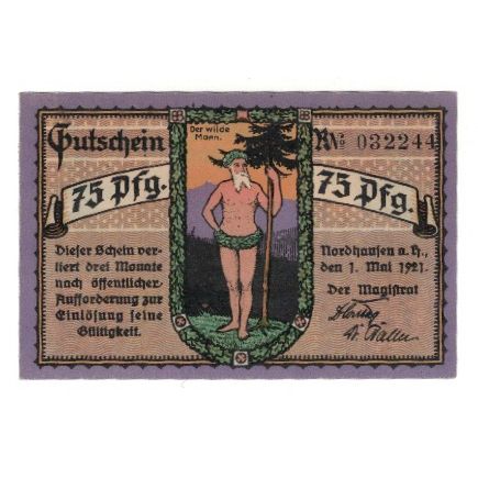 Banknote, Germany, Nordhausen Stadt, 75 Pfennig, paysage, 1921, 1921-05-01