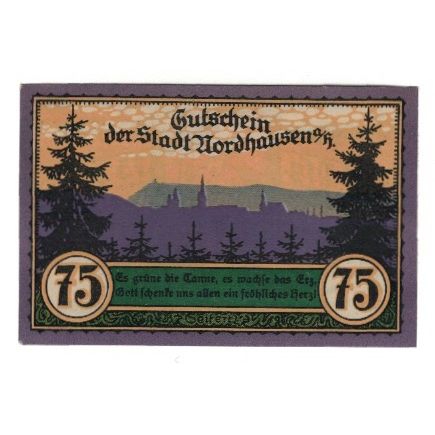 Banknote, Germany, Nordhausen Stadt, 75 Pfennig, paysage, 1921, 1921-05-01