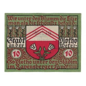 Banknote, Germany, Vlotho Stadt, 10 Pfennig, Blason, 1921, AU(55-58)