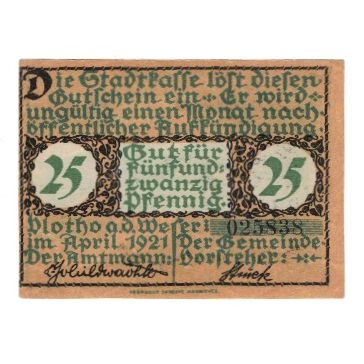 Billet, Allemagne, Vlotho Stadt, 25 Pfennig, personnage, 1921, SUP, Mehl:1366.1