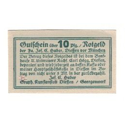 Banknote, Germany, Diessen-St. Georgen Jos. C. Huber, 10 Pfennig, Texte