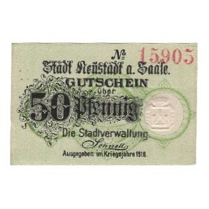 Banknote, Germany, Neustadt a. Saale Stadt, 50 Pfennig, paysage, 1919