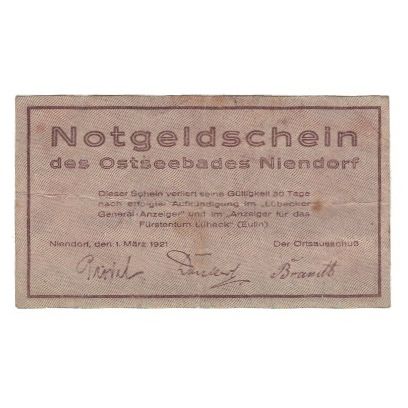 Banknote, Germany, Niendorf Gemeinde, 50 Pfennig, paysage, 1921, 1921-03-01