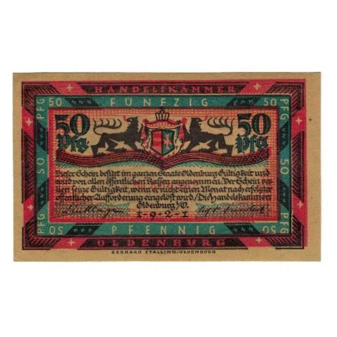 Banknote, Germany, Oldenburg i.O. Handelskammer, 50 Pfennig, paysage, 1921