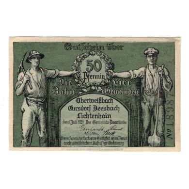 Banknote, Germany, Oberweißbach, Cursdorf Deesbach und Lichtenhain Gemeinden