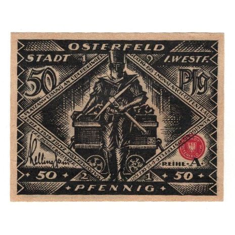 Banknote, Germany, Osterfeld Stadt, 50 Pfennig, personnage, 1921, 1921-12-15