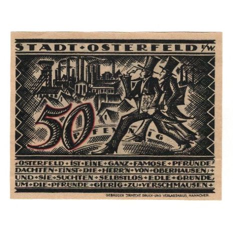Banknote, Germany, Osterfeld Stadt, 50 Pfennig, personnage, 1921, 1921-12-15
