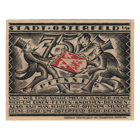 Banknot, Niemcy, Osterfeld Stadt, 75 Pfennig, personnage, 1921, 1921-12-15