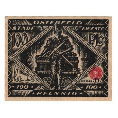 Banknote, Germany, Osterfeld Stadt, 100 Pfennig, personnage, 1921, 1921-12-15