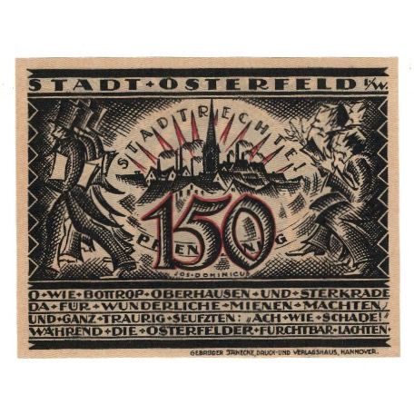 Banknote, Germany, Osterfeld Stadt, 150 Pfennig, personnage, 1921, 1921-12-15