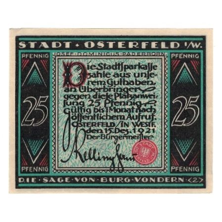 Banknote, Germany, Osterfeld Stadt, 25 Pfennig, personnage 1, 1921, 1921-12-15