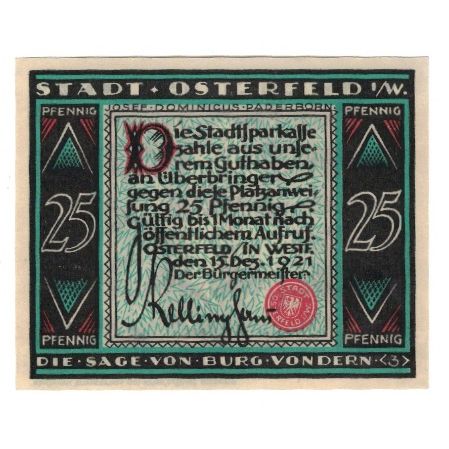 Banknote, Germany, Osterfeld Stadt, 25 Pfennig, personnage 2, 1921, 1921-12-15