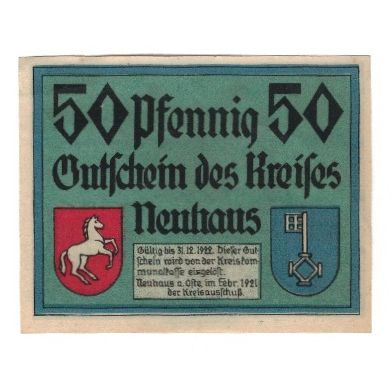 Banknote, Germany, Neuhaus a. Oste Kreis, 50 Pfennig, moulin, 1922, 1922-12-31