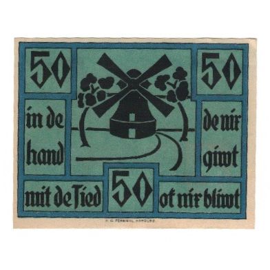 Banknote, Germany, Neuhaus a. Oste Kreis, 50 Pfennig, moulin, 1922, 1922-12-31