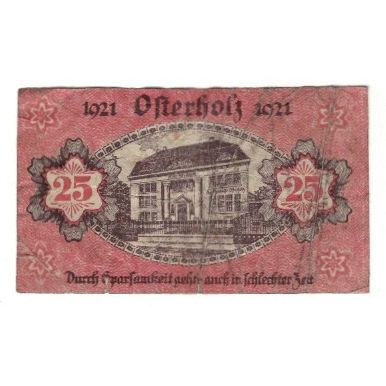 Banknote, Germany, Osterholz Amtssparkasse, 25 Pfennig, Palais de Justice, 1921
