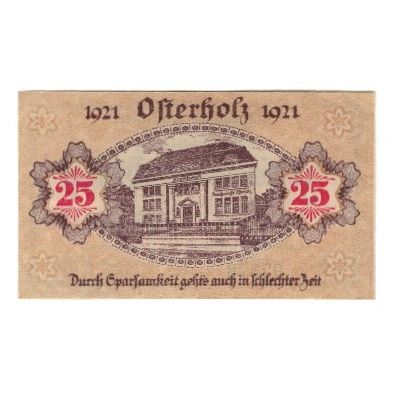 Banknote, Germany, Osterholz Amtssparkasse, 25 Pfennig, Palais de Justice, 1921