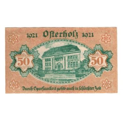 Banknote, Germany, Osterholz Amtssparkasse, 50 Pfennig, Palais de Justice, 1921