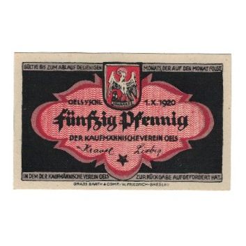Banknote, Germany, Oels Kaufmännischer Verein, 50 Pfennig, Batiment, 1921