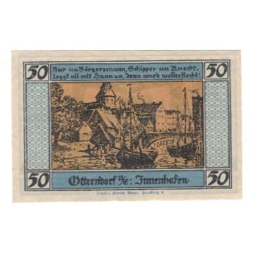 Banknote, Germany, Otterndorf a. Elbe Stadt, 50 Pfennig, Bateaux, 1920