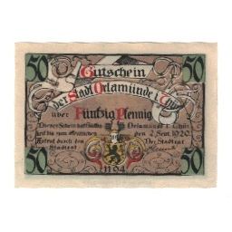 Banconote, Germania, Orlamunde Stadt, 50 Pfennig, Batiment, 1920, 1920-09-02