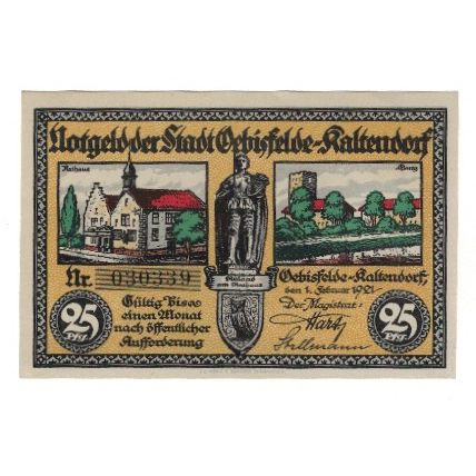 Banknote, Germany, Oebisfelde-Kaltendorf Stadt, 25 Pfennig, N.D, 1921