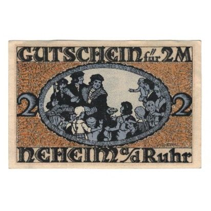 Banknote, Germany, Neheim a.d. Ruhr Gemeinde, 2 Mark, personnage, AU(55-58)