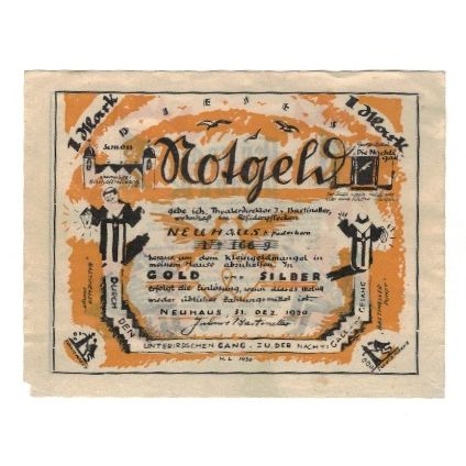 Banknote, Germany, Neuhaus (Wfl / NW) Julius v. Bastineller, Theaterdirektor, 1