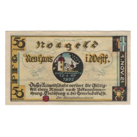 Banknote, Germany, Neuhaus Gemeinde, 50 Pfennig, personnage, 1921, 1921-11-01