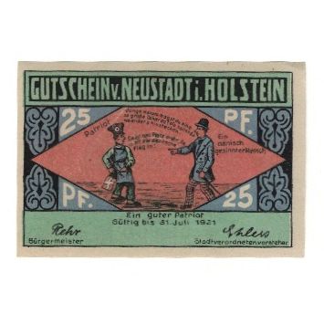 Banknote, Germany, Neustadt i. Holstein Stadt, 25 Pfennig, personnage 2, 1921