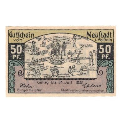 Banknote, Germany, Neustadt i. Holstein Stadt, 50 Pfennig, personnage 1, 1921