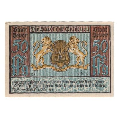Banknote, Germany, Jever Sparkasse der Stadt, 50 Pfennig, Batiment, 1922