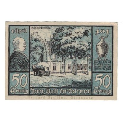 Banknote, Germany, Jever Sparkasse der Stadt, 50 Pfennig, Batiment, 1922